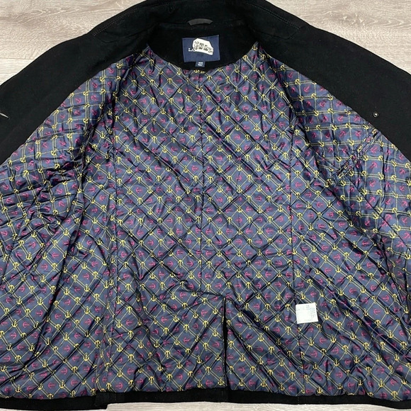Lands’ End Wool Cashmere Blend Double Breast Peacoat  Black Quilted Lini… - Picture 14 of 15